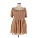 Abercrombie & Fitch Casual Dress - Mini Sweetheart Short Sleeve: Brown Polka Dots Dresses - Women's Size 2X-Large Petite
