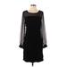 London Times Cocktail Dress - Sheath Scoop Neck Long sleeves: Black Print Dresses - Women's Size 4
