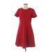 Banana Republic Casual Dress - Mini Crew Neck Short sleeves: Burgundy Print Dresses - Women's Size 8