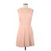 WAYF Casual Dress - A-Line V-Neck Sleeveless: Pink Print Dresses - Women's Size Medium