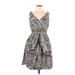 J.Crew Factory Store Casual Dress - A-Line V Neck Sleeveless: Gray Dresses - Women's Size 12