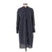 Equipment Casual Dress - Shirtdress: Blue Dresses - Women's Size Small