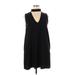 RACHEL Rachel Roy Casual Dress - Mini Mock Sleeveless: Black Solid Dresses - Women's Size X-Large