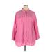 Lands' End Long Sleeve Button Down Shirt: Pink Tops - Women's Size 1X