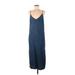 Molly Green Casual Dress - Midi V-Neck Sleeveless: Blue Print Dresses - Women's Size Small