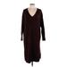 Vince Camuto Casual Dress - Sweater Dress: Burgundy Dresses - Women's Size Large