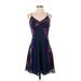 Greylin Casual Dress - Mini V-Neck Sleeveless: Blue Floral Dresses - Women's Size Small