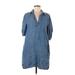 Andrea Jovine Casual Dress - Mini Collared 3/4 sleeves: Blue Print Dresses - Women's Size Medium