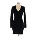 Rag & Bone Casual Dress - Mini V-Neck Long sleeves: Black Print Dresses - Women's Size Large