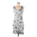 Bobi Casual Dress - Mini Scoop Neck Sleeveless: Gray Tie-dye Dresses - Women's Size Medium