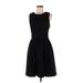 Hitherto Casual Dress - A-Line: Black Solid Dresses - Women's Size 8