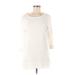 Chico's Casual Dress - Mini Scoop Neck 3/4 sleeves: Ivory Print Dresses - Women's Size Medium