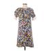 Ann Taylor Casual Dress - Mini Crew Neck Short sleeves: White Floral Dresses - Women's Size X-Small