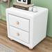 Ebern Designs Ranjeeta Wood 2 Drawers Teddy Fleece Nightstand Wood/Upholstered in White | 20.9 H x 16.5 W x 21.3 D in | Wayfair