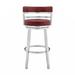 Ivy Bronx 30 Inch Leatherette Counter Height Barstool, Silver & Red Leather/Metal/Faux leather in Gray/Red | 40 H x 21 W x 20 D in | Wayfair