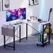 17 Stories Modern L-Shaped Computer Desk w/ Minimalist Style, Adequate Space, & Thoughtful Functionality Wood/Metal in White | Wayfair