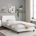 Wrought Studio™ Bed Frame w/ Headboard Black & 59.8"X79.9" Faux Leather Upholstered/Metal/Faux leather in White | Wayfair