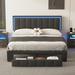 Ivy Bronx Platform Bed w/ LED Lights & Two Motion Activated Night Lights Wood & /Upholstered/Metal & /Metal/Faux leather | Wayfair