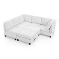 Brown Sectional - Latitude Run® L-Shape DIY Combination Modular Sectional Sofa, Includes 3 Single Chair, 2 Corner & 2 Ottoman Chenille | Wayfair