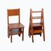 Winston Porter Finish, Step Folding Ladder Chair, Multifunction Wood Folding Stool For Home Kitchen Library Ladder Chair in Brown | Wayfair