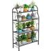 Winston Porter Plant Stand Indoor Plant Stands 4 Tier Metal Outdoor Corner Plant Shelf in Gray | 44 H x 28 W x 9.61 D in | Wayfair