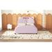 Zoomie Kids Twin Size Platform Bed w/ Bear-Shaped Headboard & Embedded Light Stripe Upholstered/Velvet in Pink | Wayfair