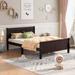 Red Barrel Studio® Wood Platform Bed w/ Headboard & Wooden Slat Support Wood in Brown | 35.4 H x 62.5 W x 87 D in | Wayfair