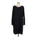 Eileen Fisher Casual Dress - Shift Scoop Neck Long sleeves: Black Solid Dresses - Women's Size Large