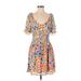 19 Cooper Casual Dress: Orange Floral Dresses - Women's Size Small