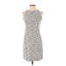 Ann Taylor LOFT Casual Dress - Sheath Crew Neck Sleeveless: Gray Marled Dresses - Women's Size 0 Petite