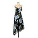 Banana Republic Cocktail Dress - Midi V Neck Sleeveless: Black Floral Dresses - Women's Size 2