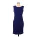 Liz Claiborne Casual Dress - Sheath Scoop Neck Sleeveless: Blue Solid Dresses - Women's Size 8