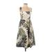 Versona Casual Dress - A-Line Square Sleeveless: Ivory Print Dresses - Women's Size 4