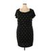 AGB Casual Dress - Mini Scoop Neck Short sleeves: Black Polka Dots Dresses - Women's Size 22