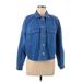 Zara Denim Jacket: Short Blue Print Jackets & Outerwear - Women's Size Medium