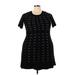 Nina Leonard Casual Dress: Black Grid Dresses - Women's Size 2X