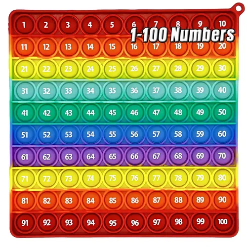 Zahlen 1-100 Zählen Pop-Spiele Zappeln Spielzeug Silikon Regenbogen Mathematik Lernspiele