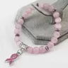 Neue Brustkrebs Bewusstsein Schmuck weiß rosa Opal Perlen Armband Brustkrebs rosa Band Charm