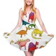 Cartoon Dinosaurs Dress Dinosaur Pattern Collection Kawaii Dresses High Waist Aesthetic Skate Dress