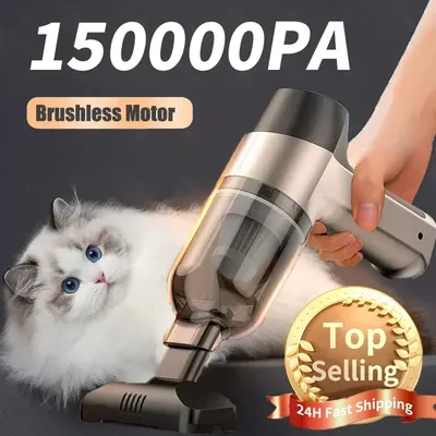 150000 PA Leistungsstarker kabelloser Auto-Staubsauger, tragbarer Mini-Handstaubsauger für Haushaltsgeräte, Reinigungsmaschine, Autoreiniger, Tastatur Image