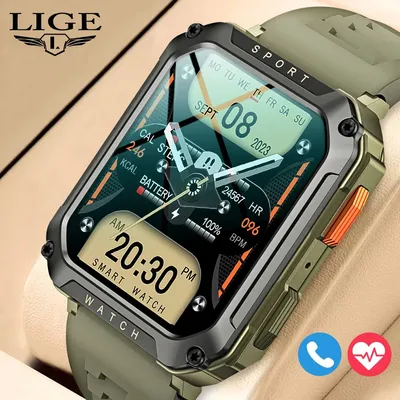 Lige neue 2,01 Zoll Männer im Freien robuste militärische Bluetooth-Anruf Smart Watch Sport Fitness Tracker Herz monitor für Android iOS