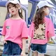 Baumwolle Mädchen Kurzarm Katze Fisch Druck T-Shirt Sommer Kinder Kleidung koreanische lose halbe