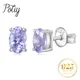 Potiy Oval Cut Natural Tanzanite 925 Sterling Silver Stud Earrings for Women Luxury Gemstone Fashion