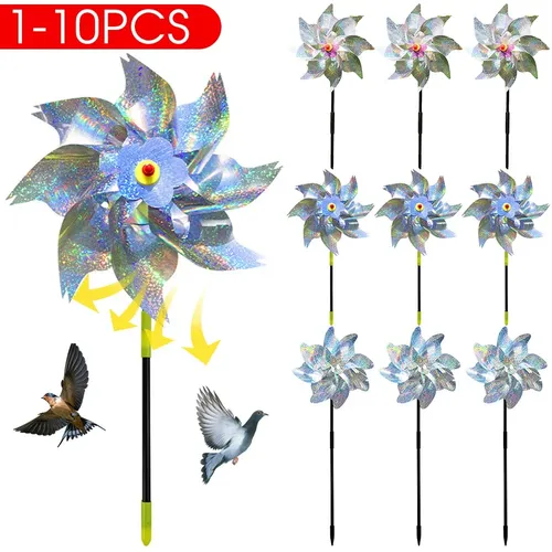 1-10 Stück Vogel Repeller reflektierende Windmühle Vogel abweisend Anti Vögel Windmühle Spinner Kind