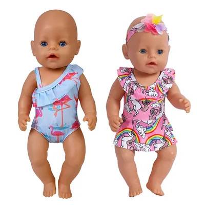 18 Inch Doll Clothes Swimsuit Summer Clothes for 43 cm Doll Toys for Girls Flamingo Swim with