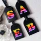 Rainbow Letter A-Z Printed Saying Leather Luggage Tags for Travel Bag Suitcase Travel Handbag Label