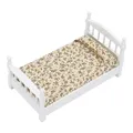 1:12 Scale Dollhouse Miniature Bed Wooden Doll House Bed Model Bedroom Furniture Toy With Mattress