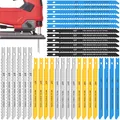 24/34Pcs Jig Saw Blade Set Carbon Steel Assorted Jigsaw Blades for Wood Plastic Metal Cutting Blades