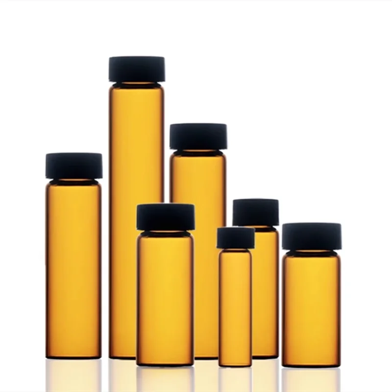 3 ml bis 50 ml braune Glasversiegelungsflasche Reagenzprobenfläschchen mit Kunststoffdeckel Schraubverschluss Image
