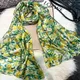 Bysifa | grün Seide Schal Schal Modemarke weibliche Herbst Winter Blumenmuster lange Schals Bufand